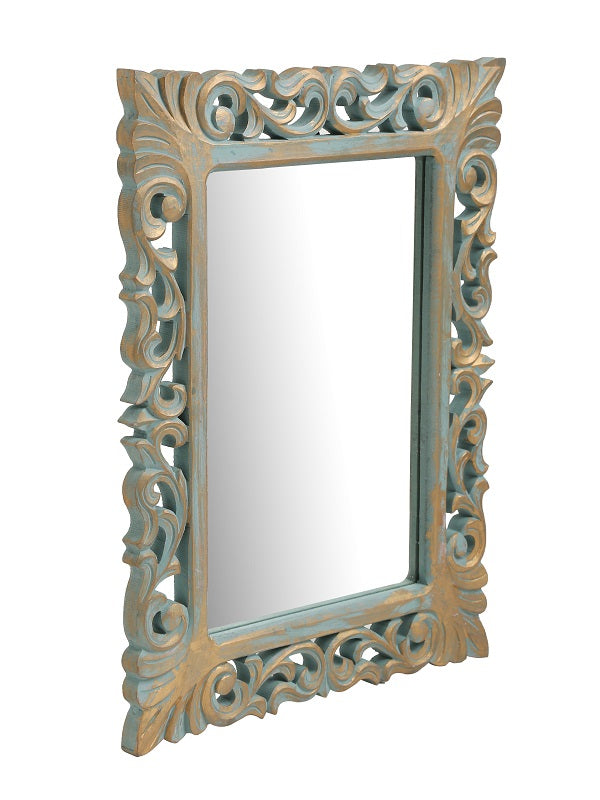 Green Vintage Style MDF Mirror in Distress Finish