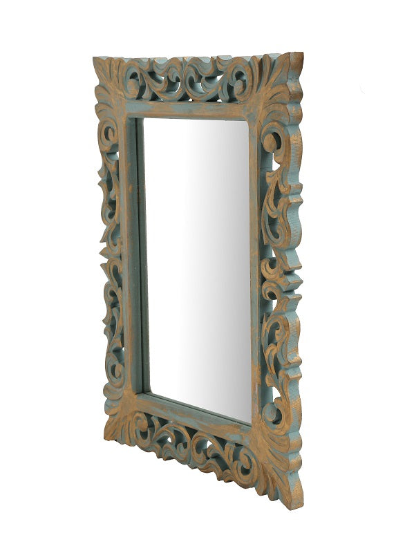 Green Vintage Style MDF Mirror in Distress Finish