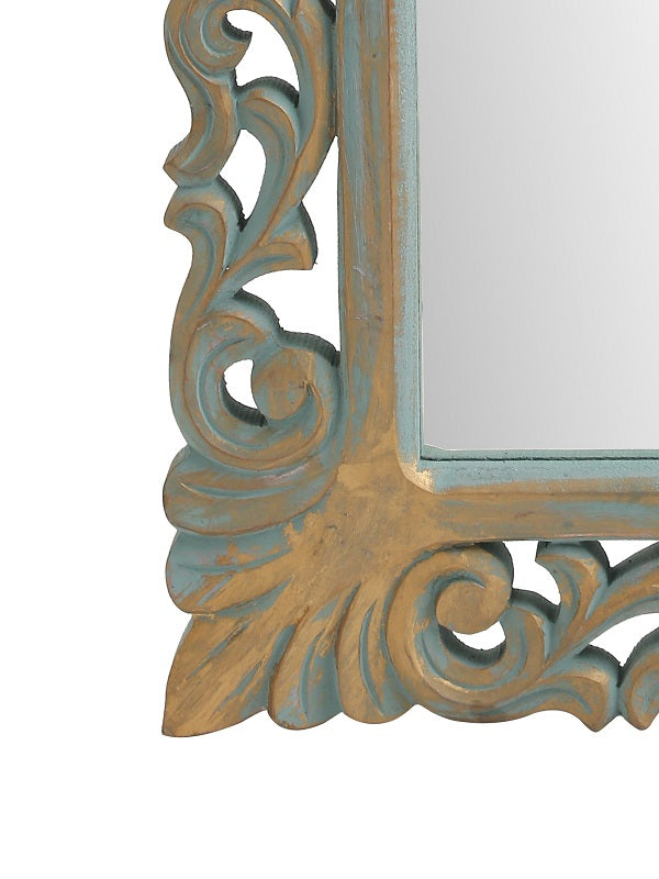 Green Vintage Style MDF Mirror in Distress Finish