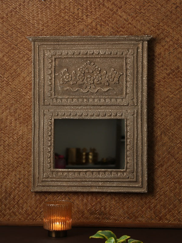 Brown Distress Finish French Style MDF Mirror