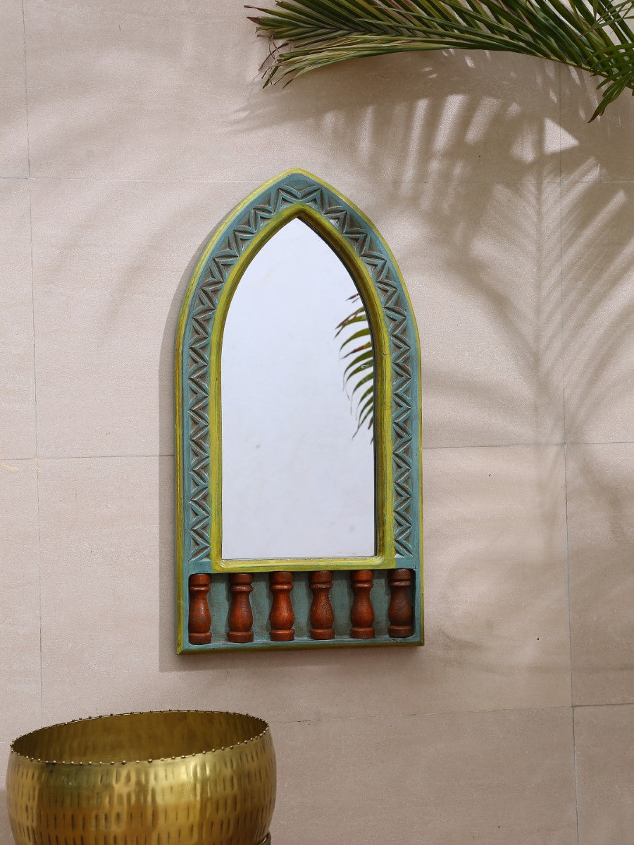 Hand Crafted Mirror In Rustic Green Finish