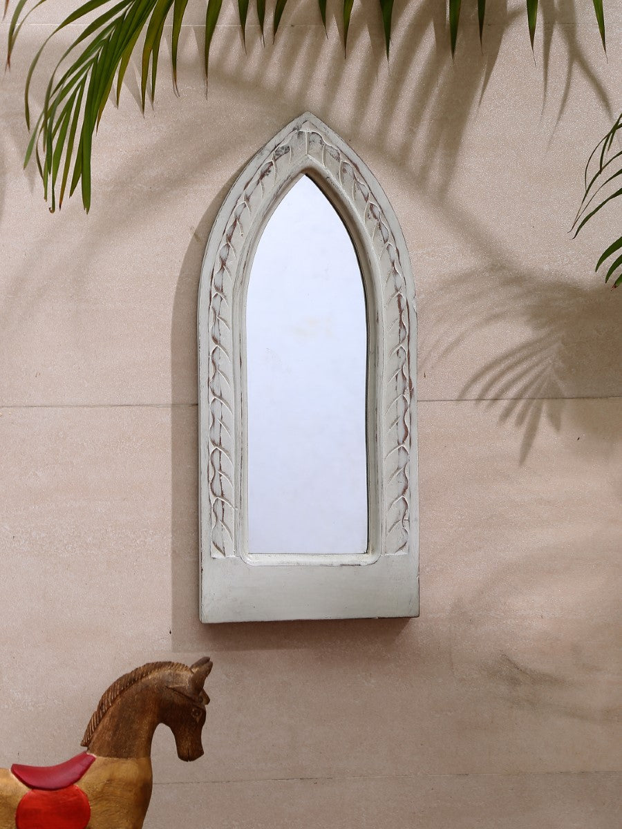 Hand Crafted Mirror In White Distress Finish