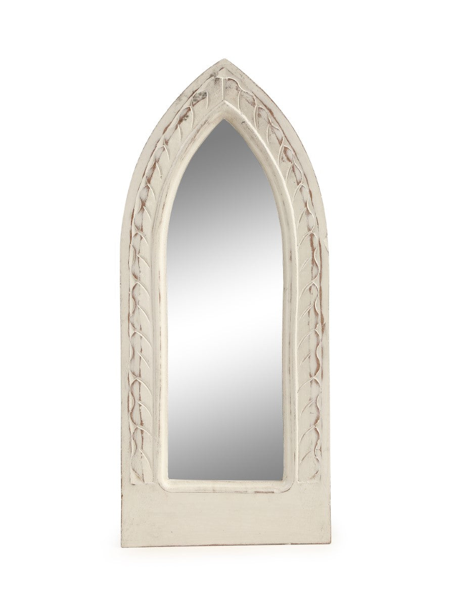 Hand Crafted Mirror In White Distress Finish