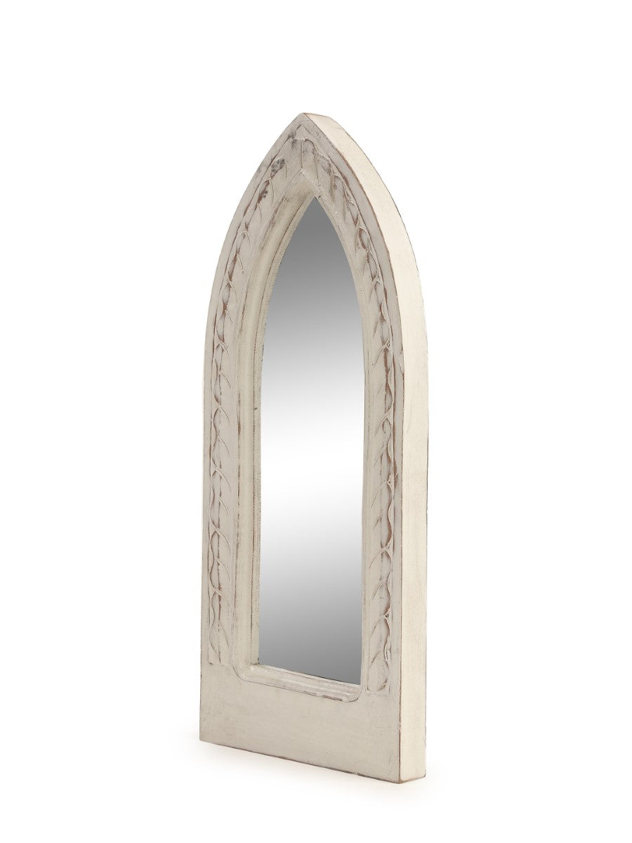 Hand Crafted Mirror In White Distress Finish
