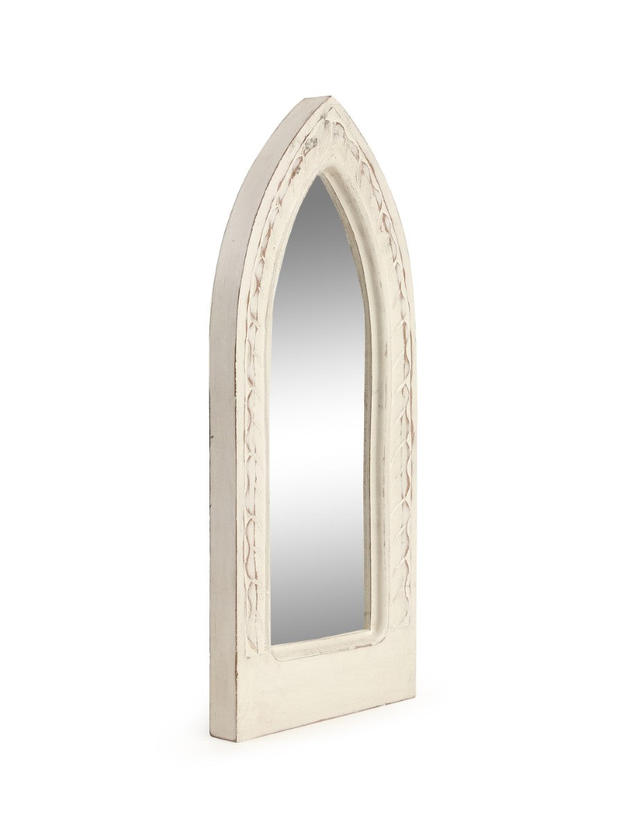 Hand Crafted Mirror In White Distress Finish