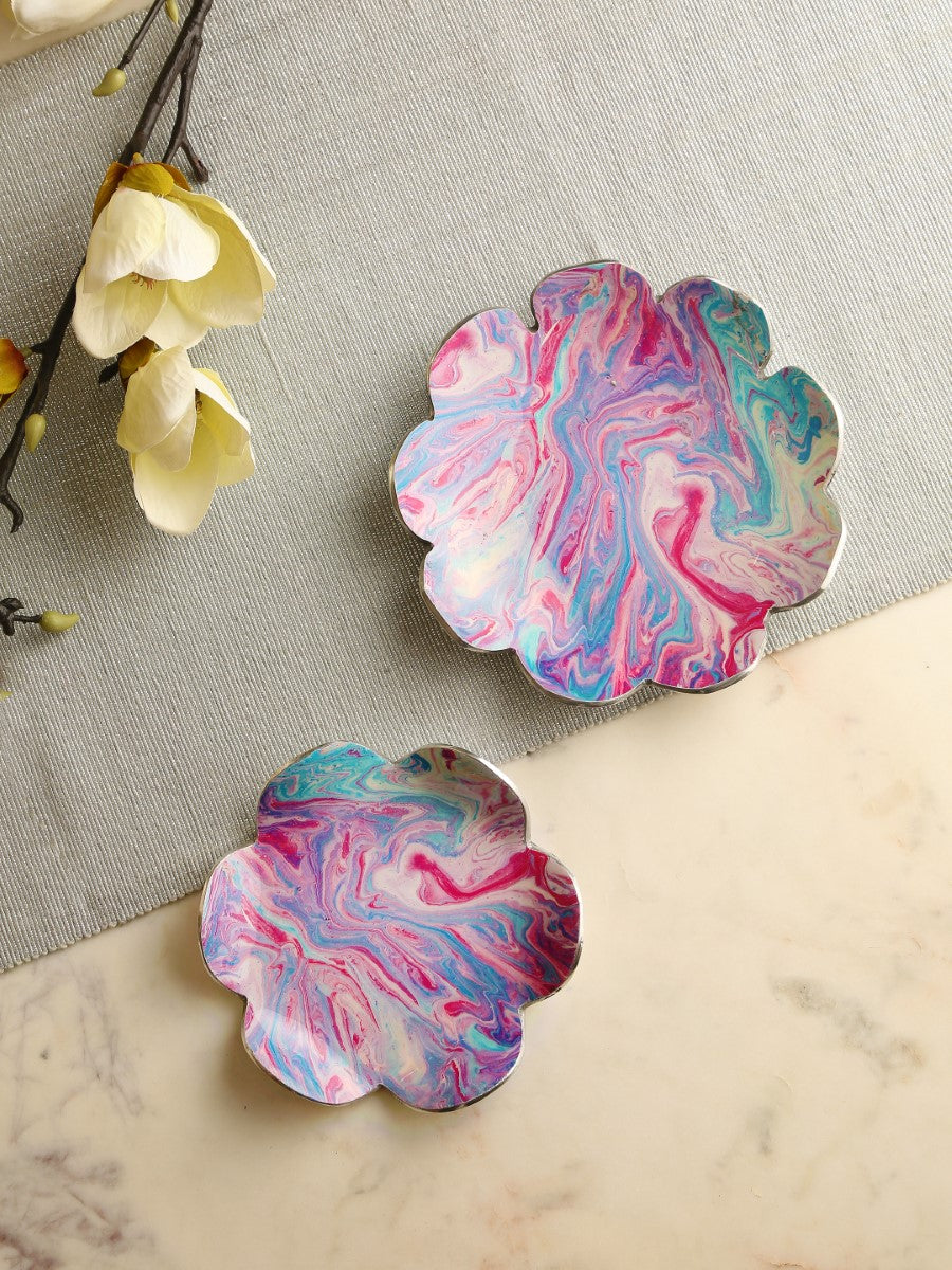 Enameled Platters Lilac & Blue (Set Of 2)