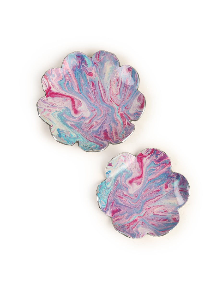 Enameled Platters Lilac & Blue (Set Of 2)