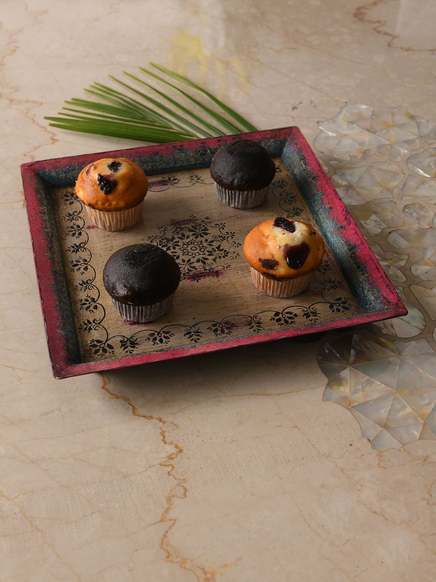 Hand Painted Iron Platter With Antique Patina