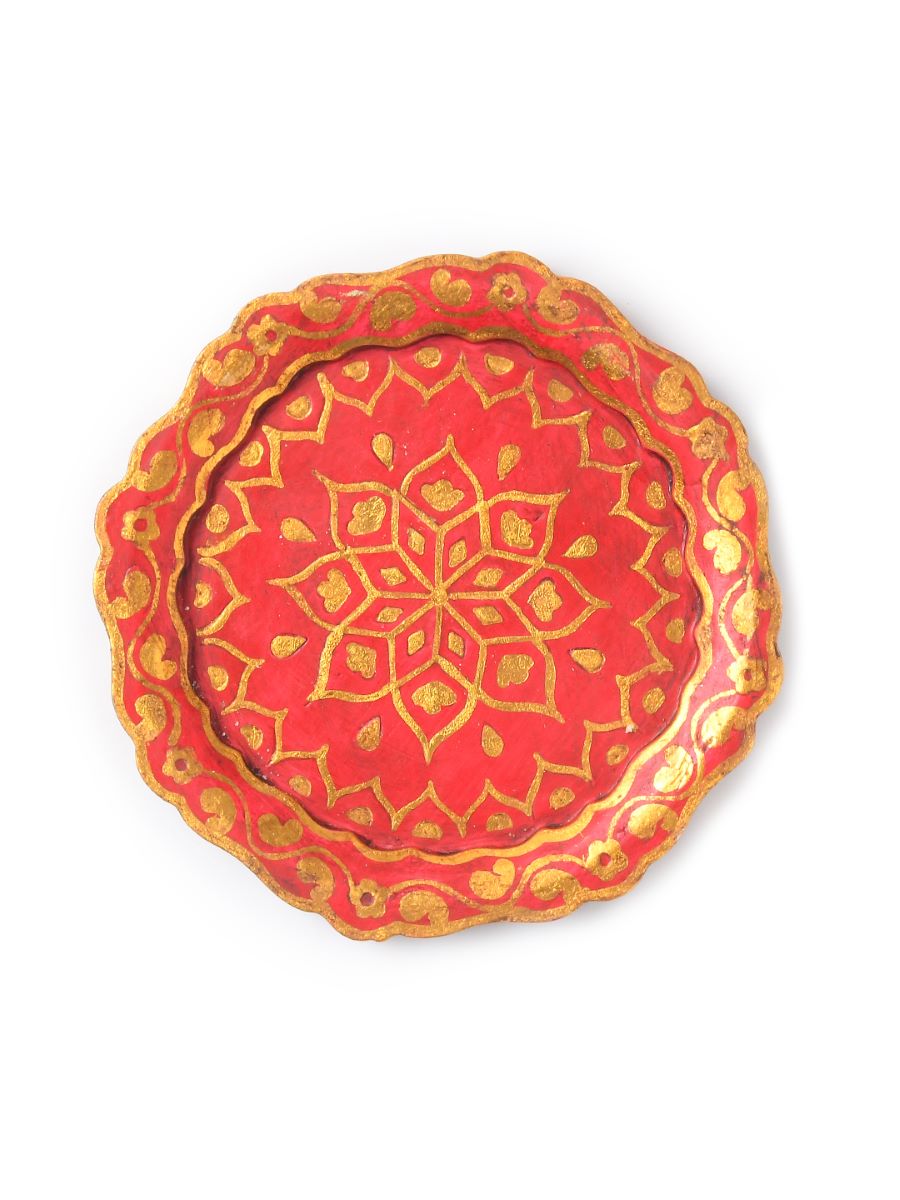 Hand Painted Red Platter