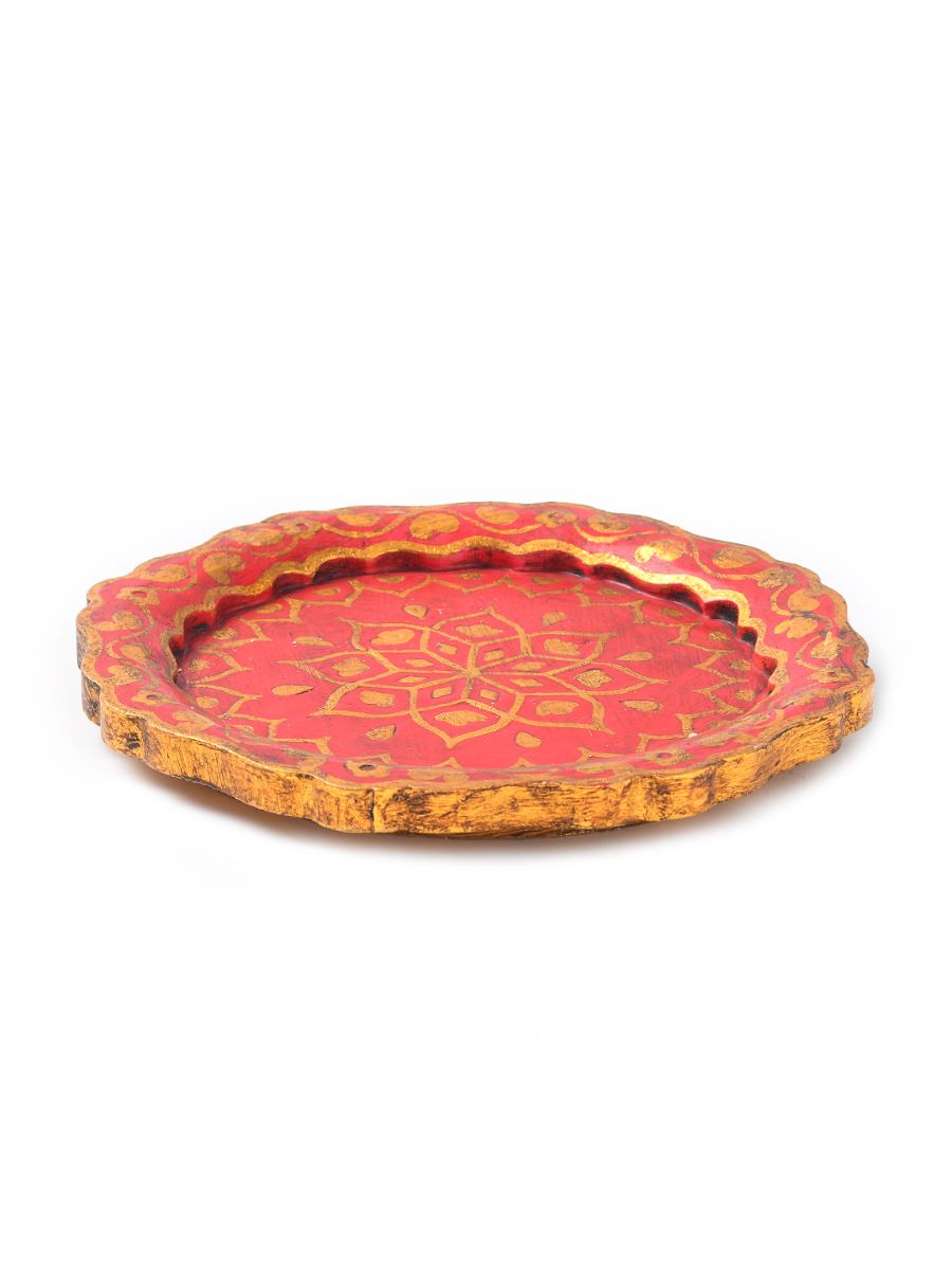 Hand Painted Red Platter