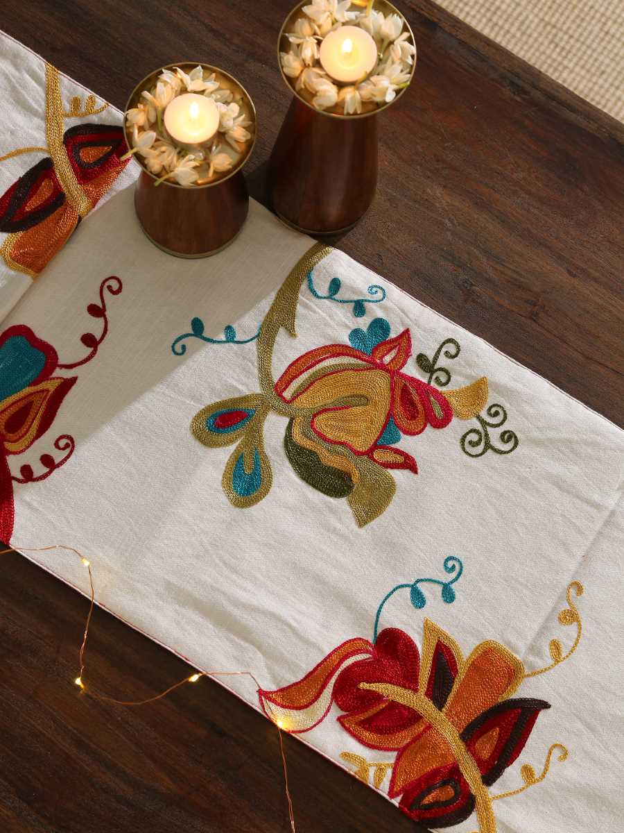 Multicolor Embroidered Table Runner