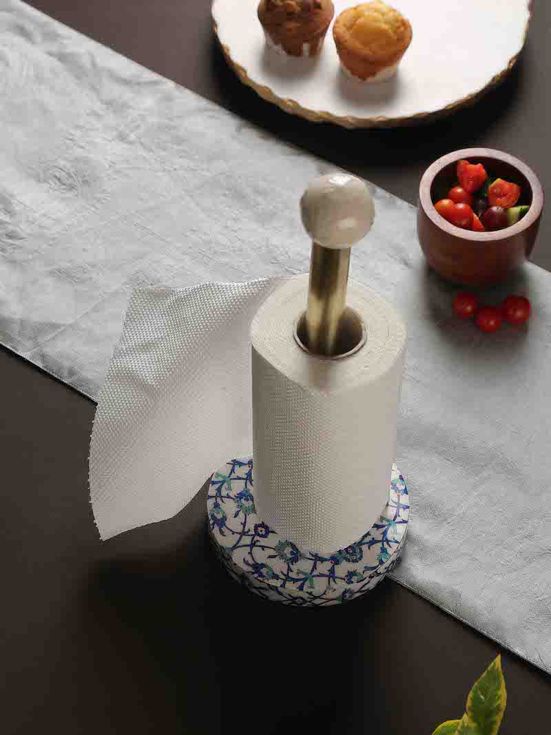 Kitchen Napkin Holder with Blue Flower Design