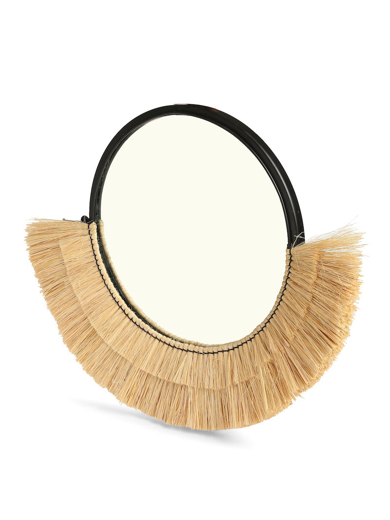 Round Decorative Mirror with Natural Sea Grass
