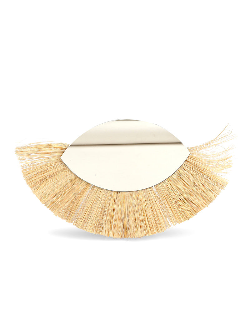 Eye Shaped Decorative Mirror with Natural Sea Grass