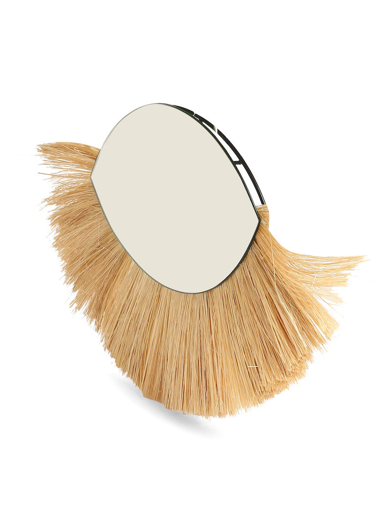 Eye Shaped Decorative Mirror with Natural Sea Grass