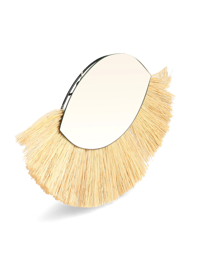 Eye Shaped Decorative Mirror with Natural Sea Grass