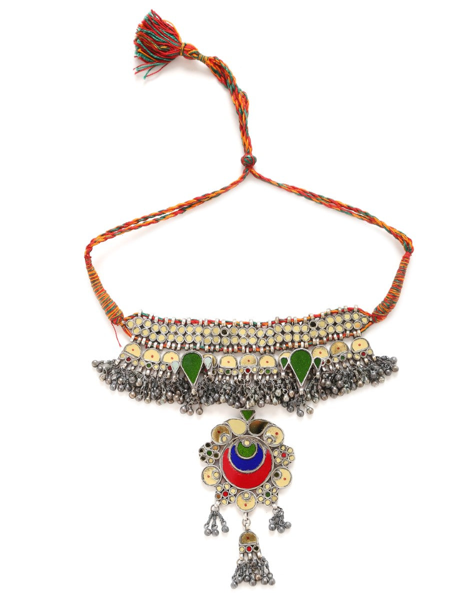Multicolor Glass Necklace with Pendant