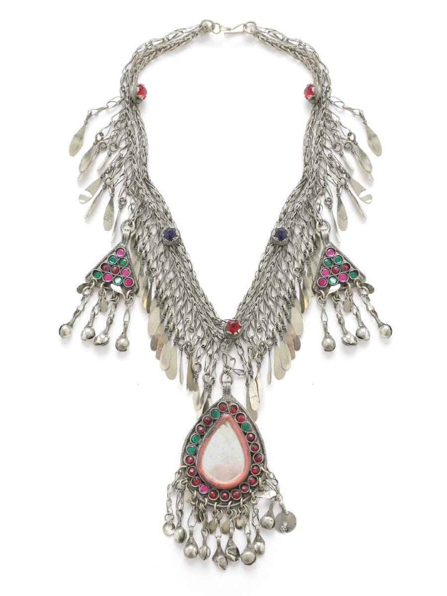 Afghan Mirror Necklace with Tassels