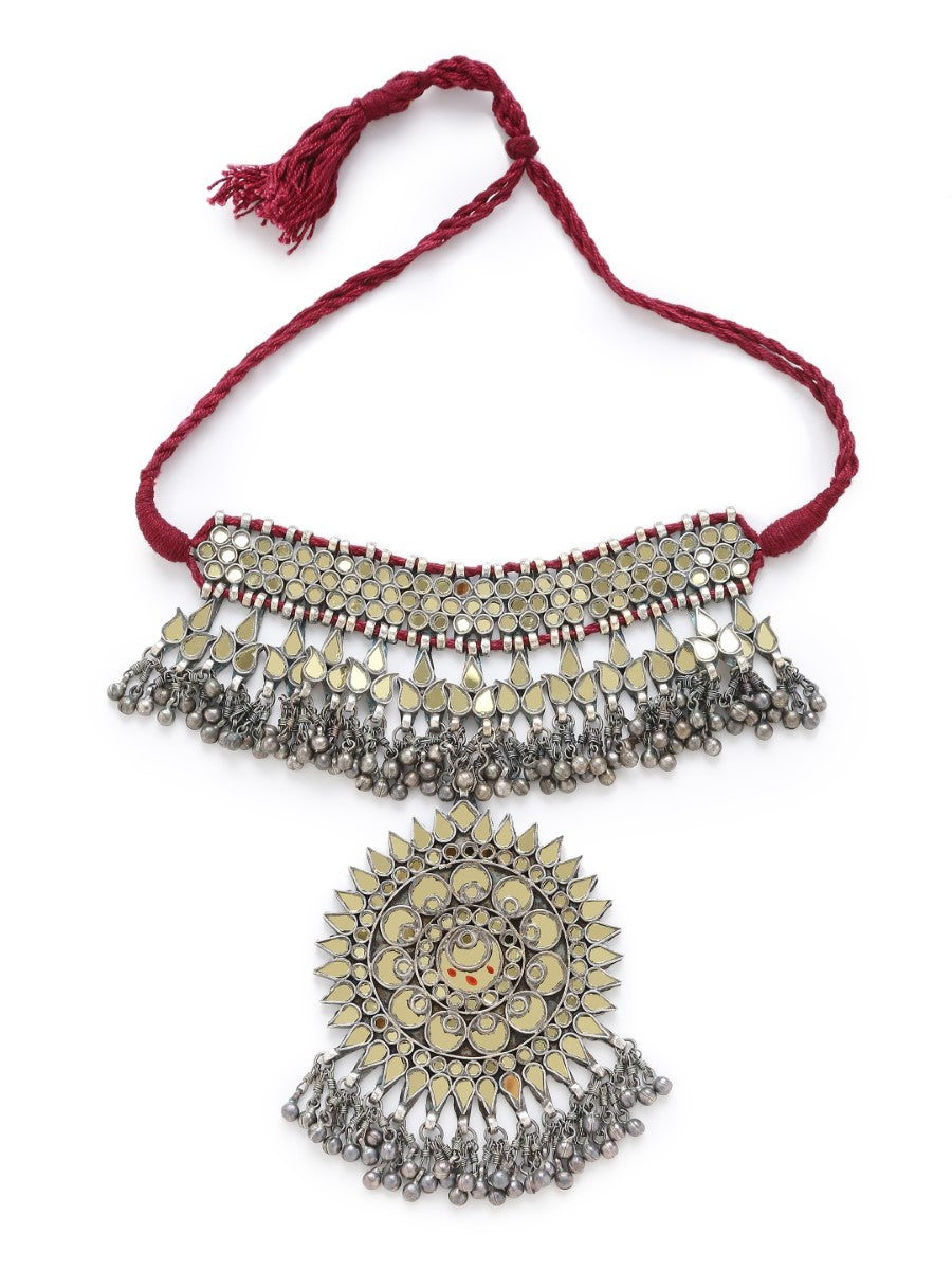 Mirror Choker Necklace with Removable Pendant