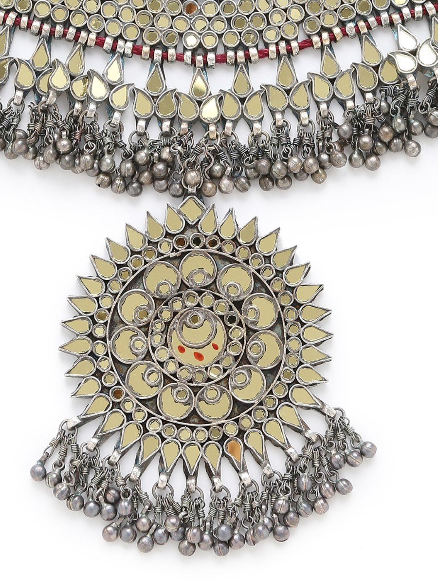 Mirror Choker Necklace with Removable Pendant