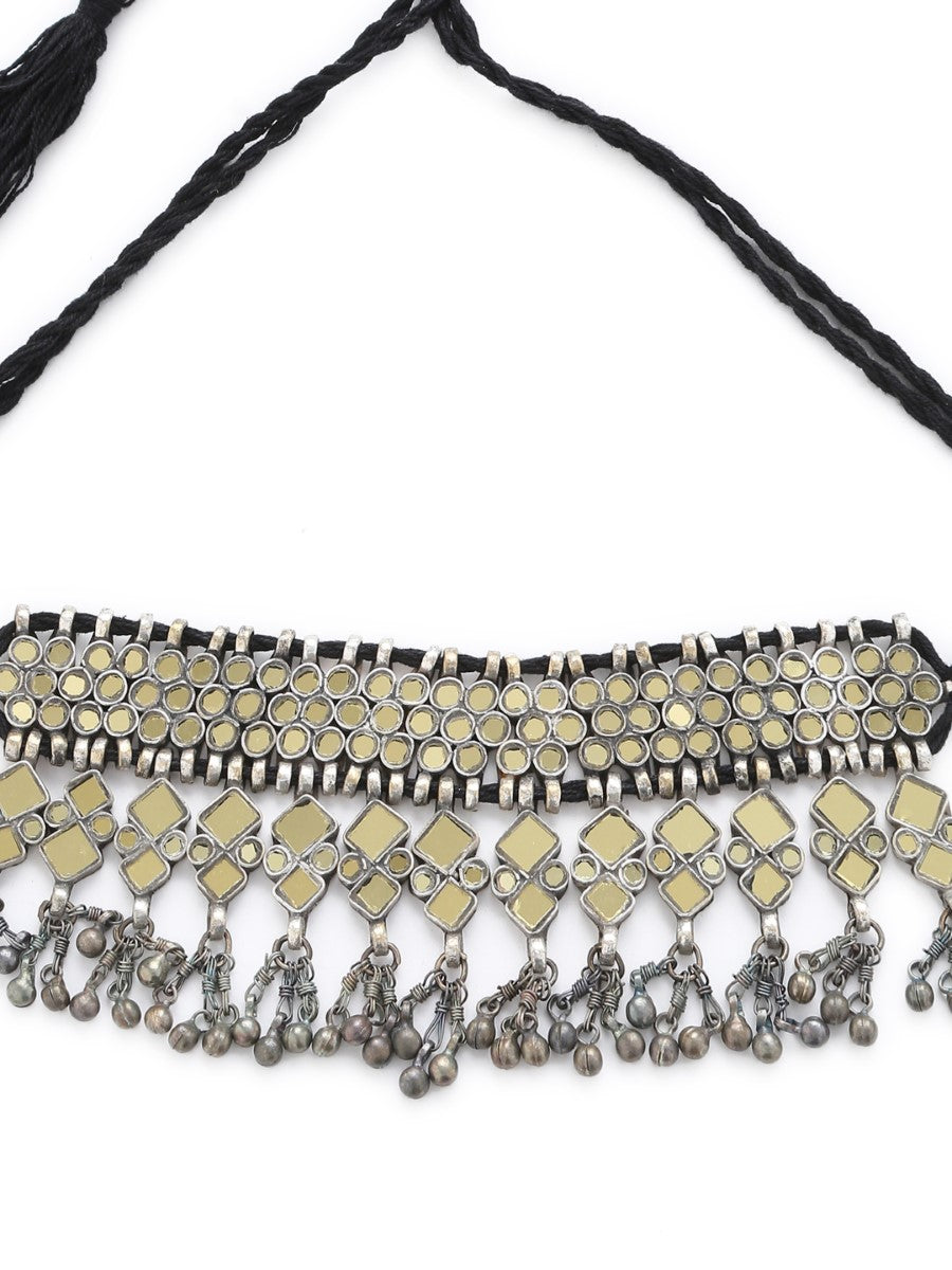 Gold Tone Mirror Glass Choker