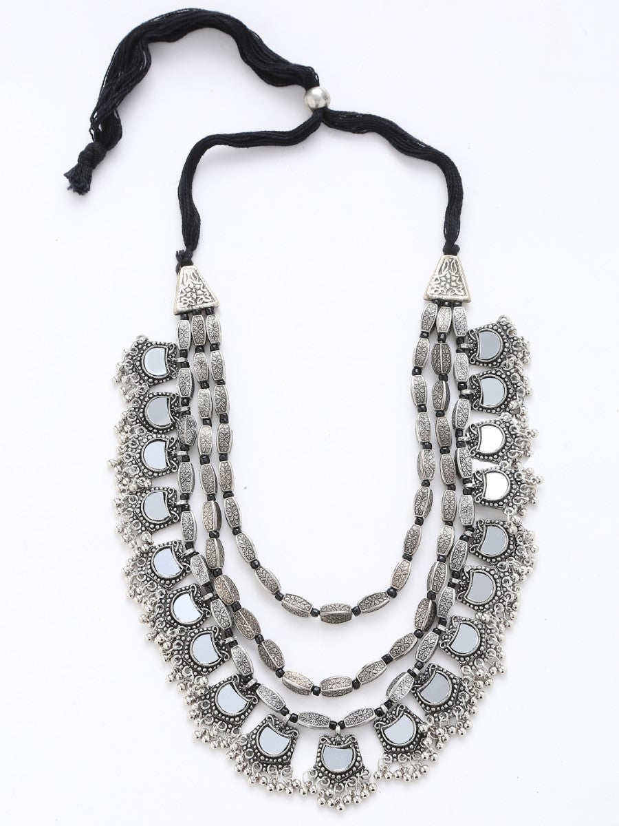 Mirror Glass Necklace with Ghungroos