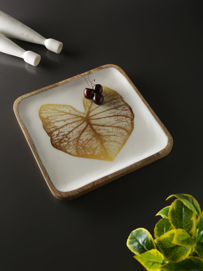 Gold Leaf Design Platter with Enamel Finish