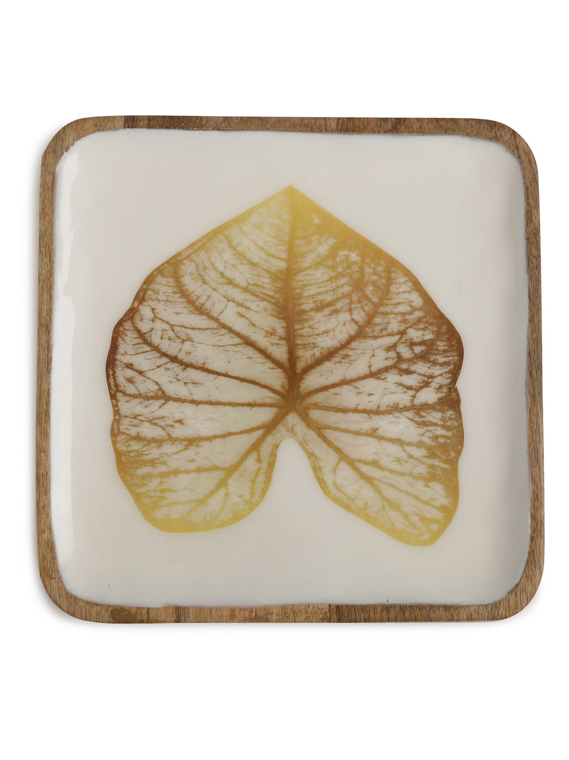 Gold Leaf Design Platter with Enamel Finish