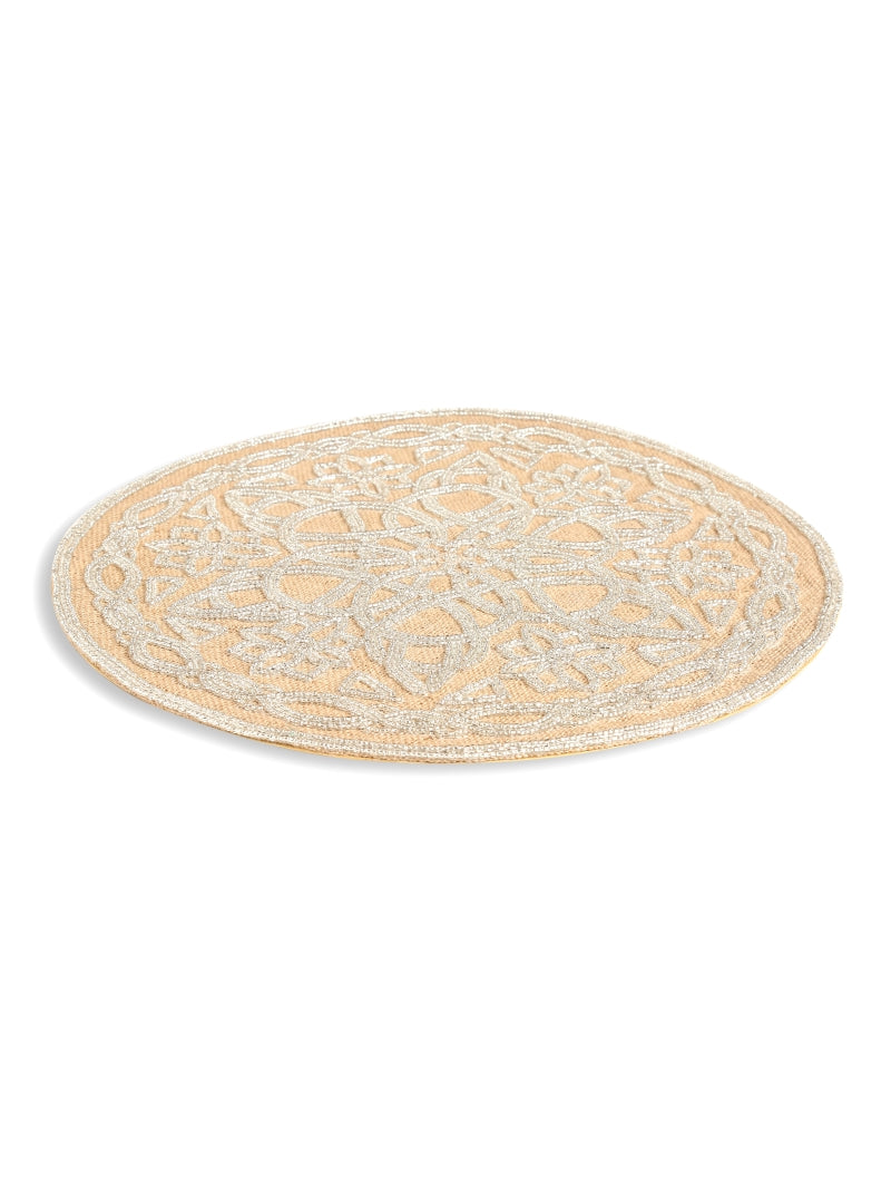 Jute Handmade Placemat with Silver Tone Beads