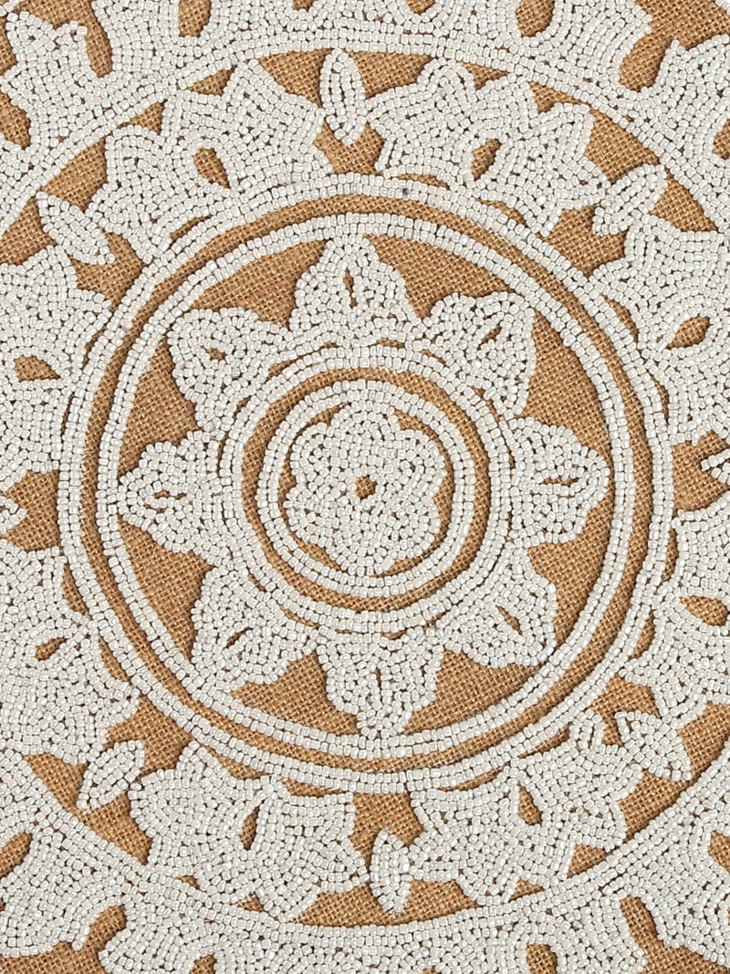 Jute Placemat with White Beads