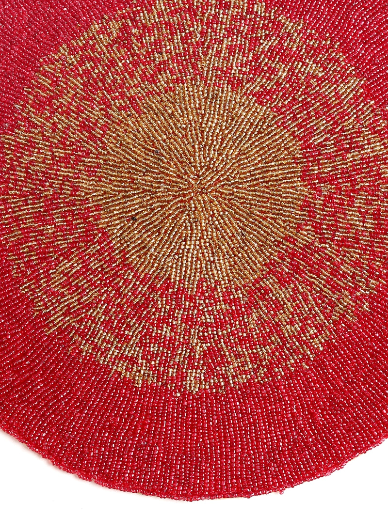 Red & Gold Hand Beaded Placemat