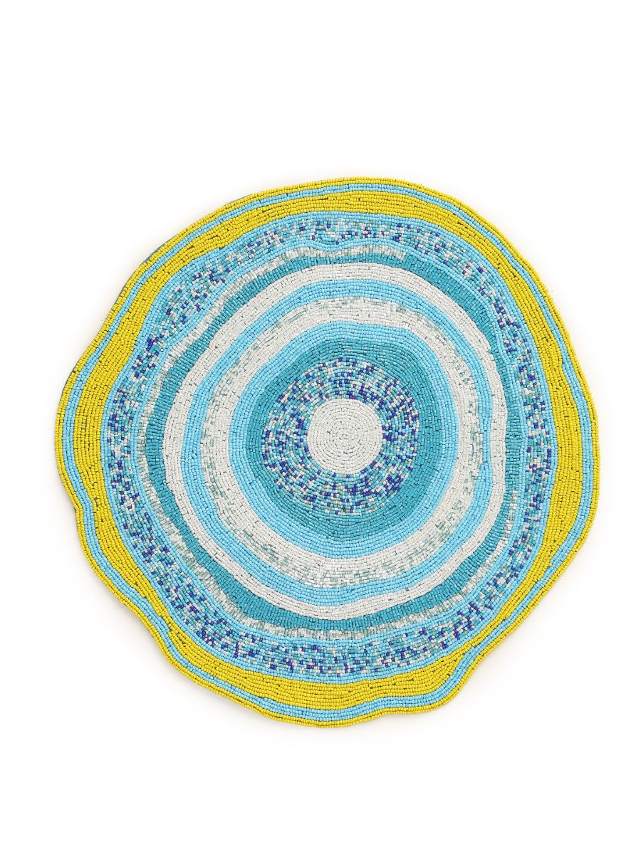 Blue & Yellow Abstract Beaded Placemat