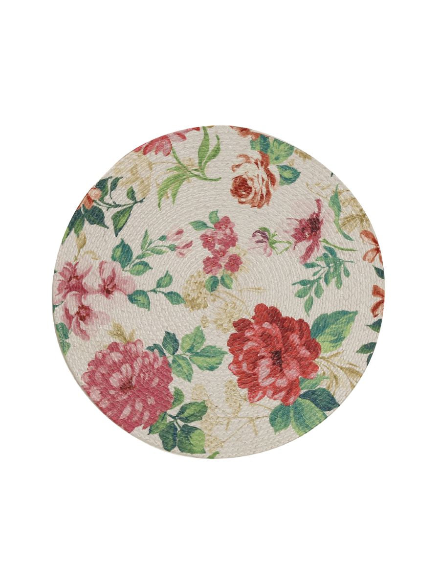 Braided Placemat - (Rose Flower Print / Flower Spray)