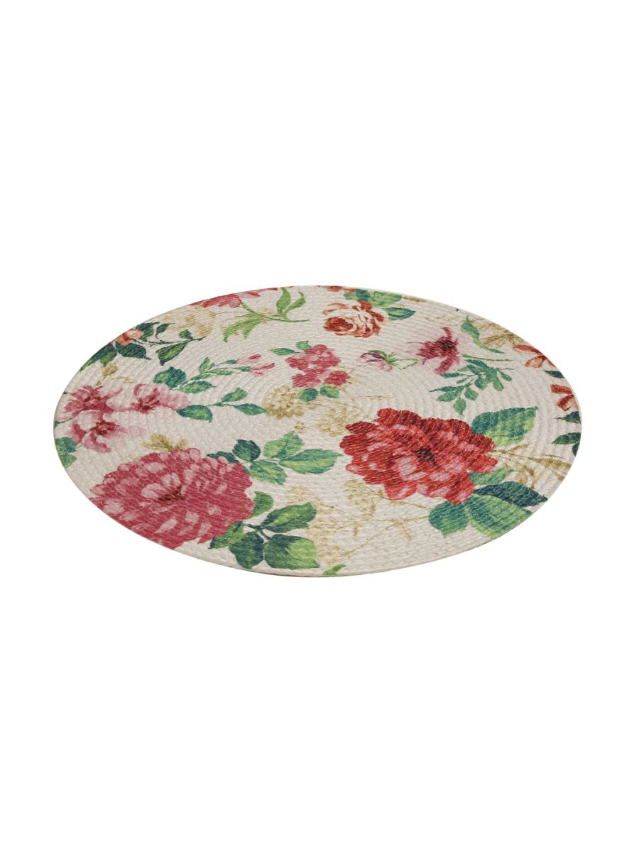 Braided Placemat - (Rose Flower Print / Flower Spray)