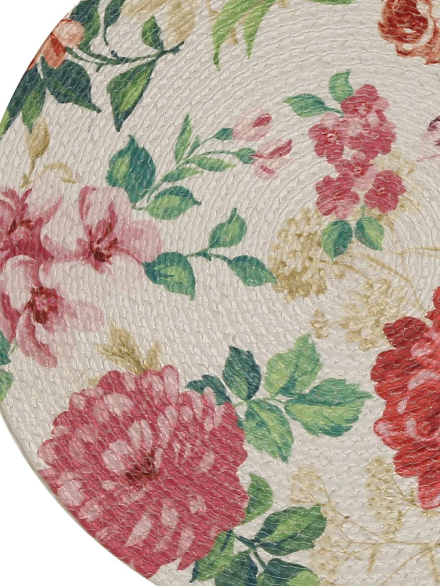 Braided Placemat - (Rose Flower Print / Flower Spray)
