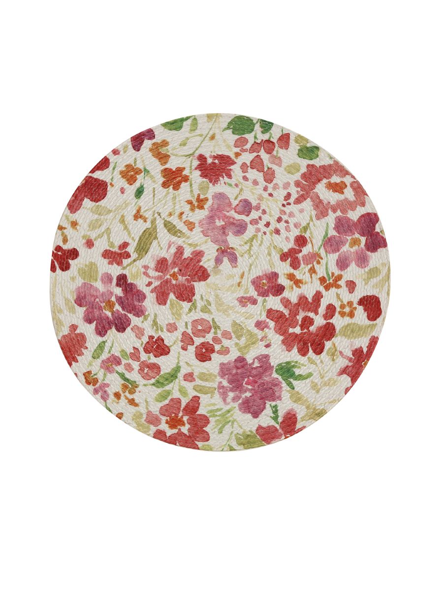 Braided Placemat - (Rose Flower Print / Flower Spray)