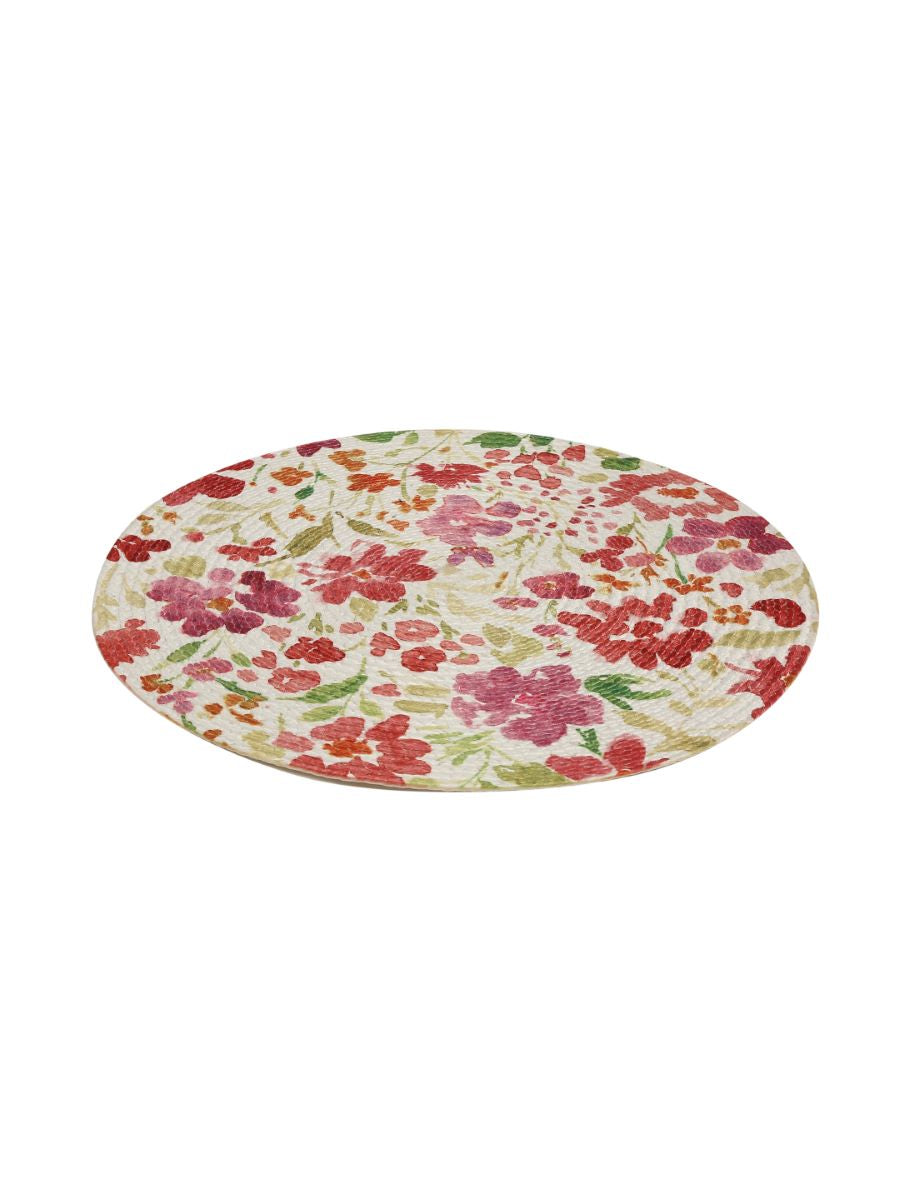 Braided Placemat - (Rose Flower Print / Flower Spray)