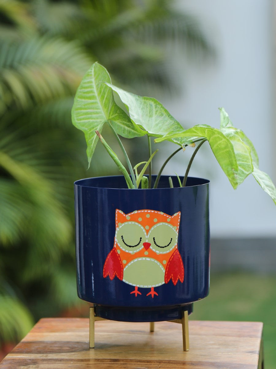 Blue Owl Design Hand Painted Planter