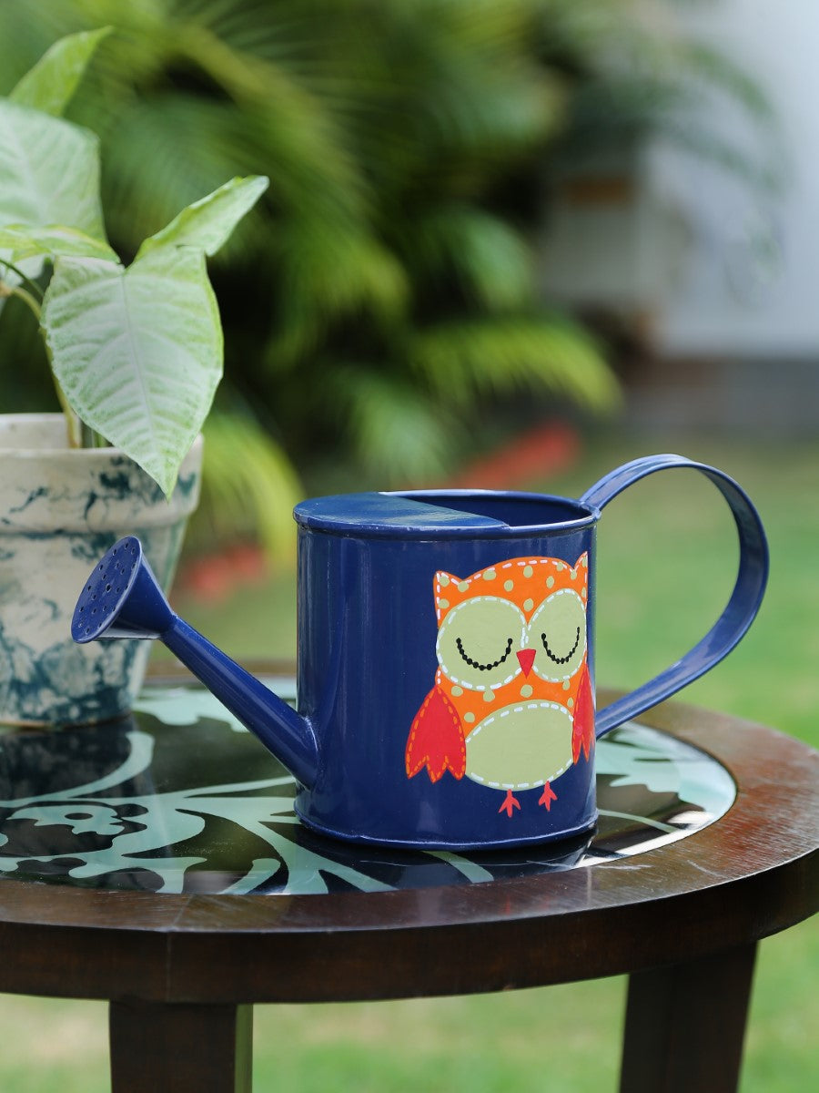 Owl Design Watering Can - Blue
