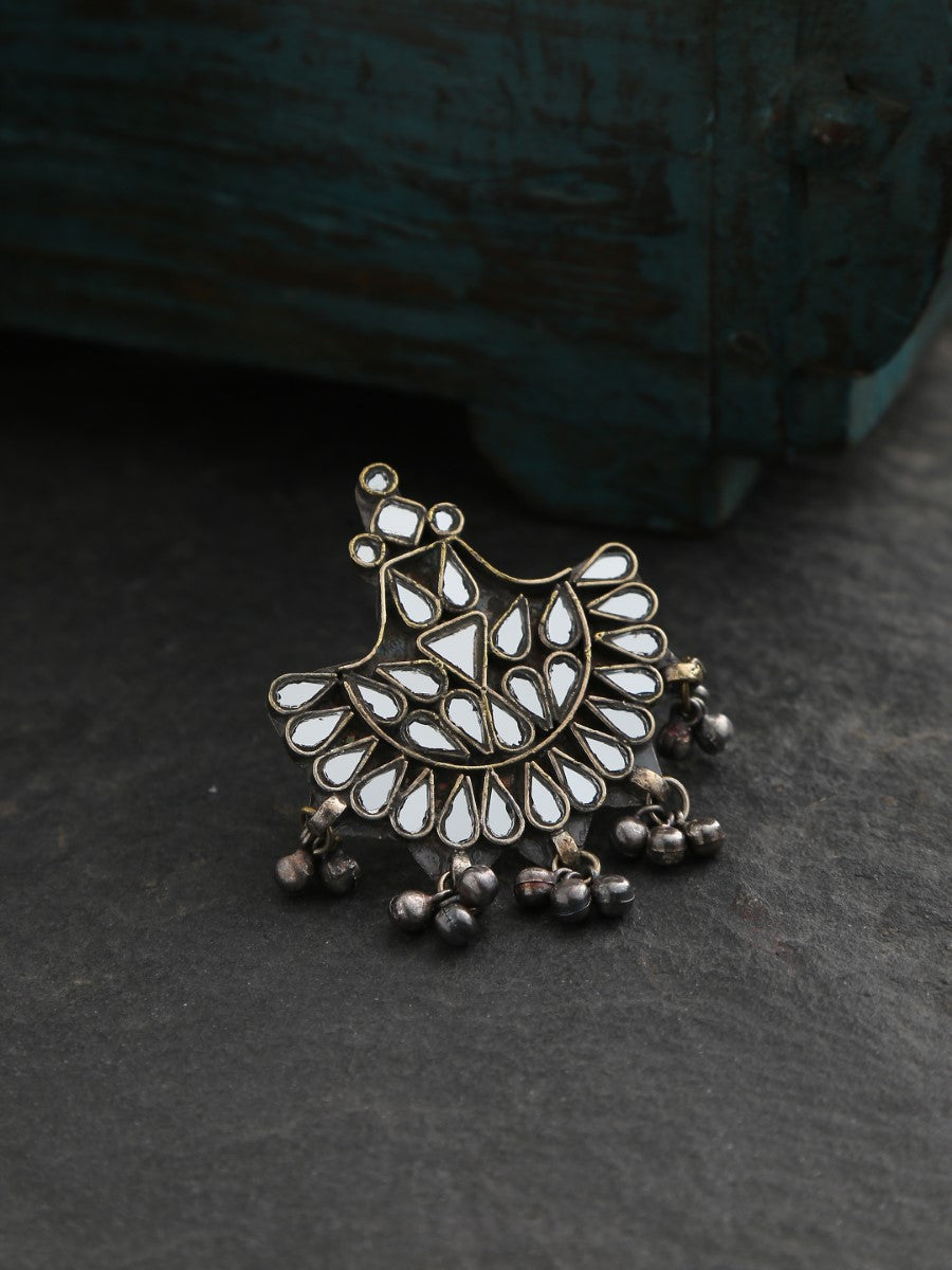 Glass Detail Ring with Ghungroos