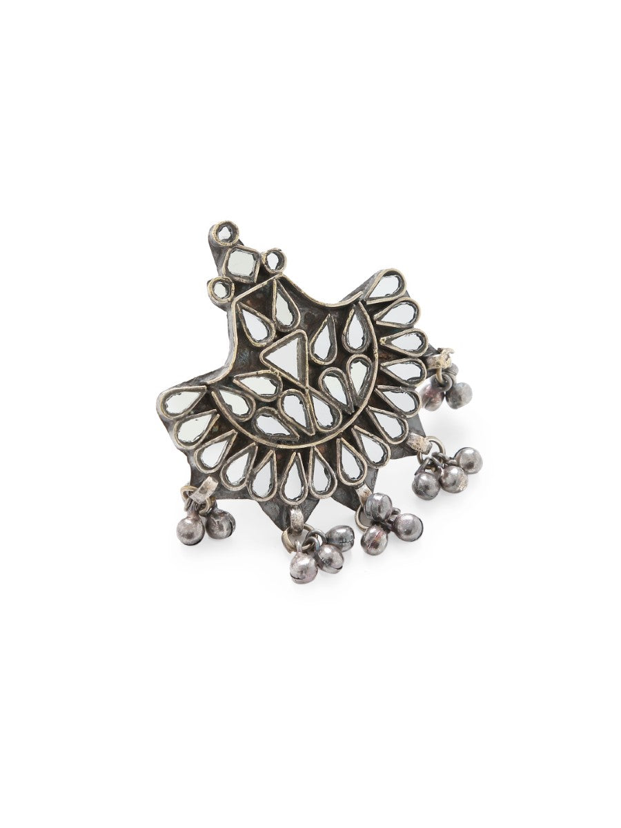 Glass Detail Ring with Ghungroos