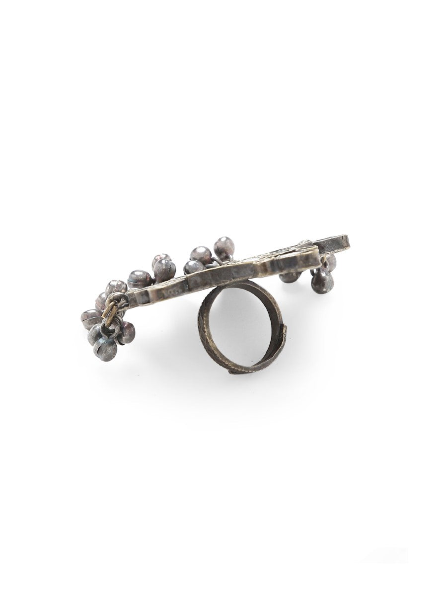 Glass Detail Ring with Ghungroos