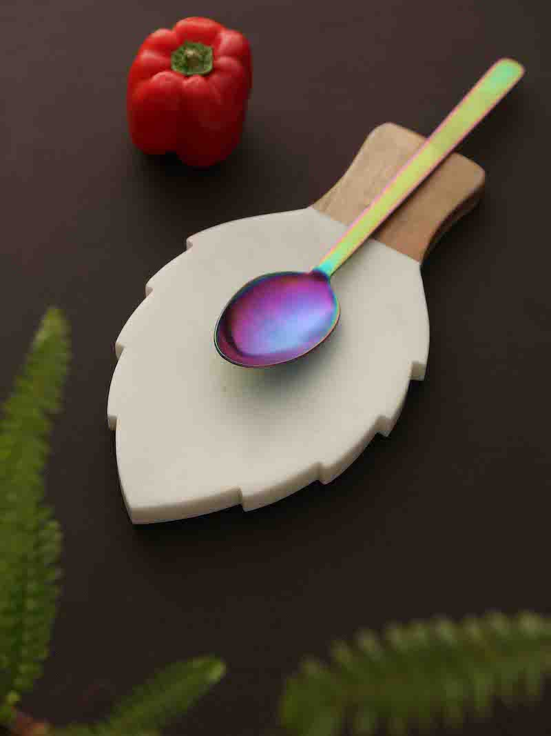 Leaf Design Marble Spoon Rest