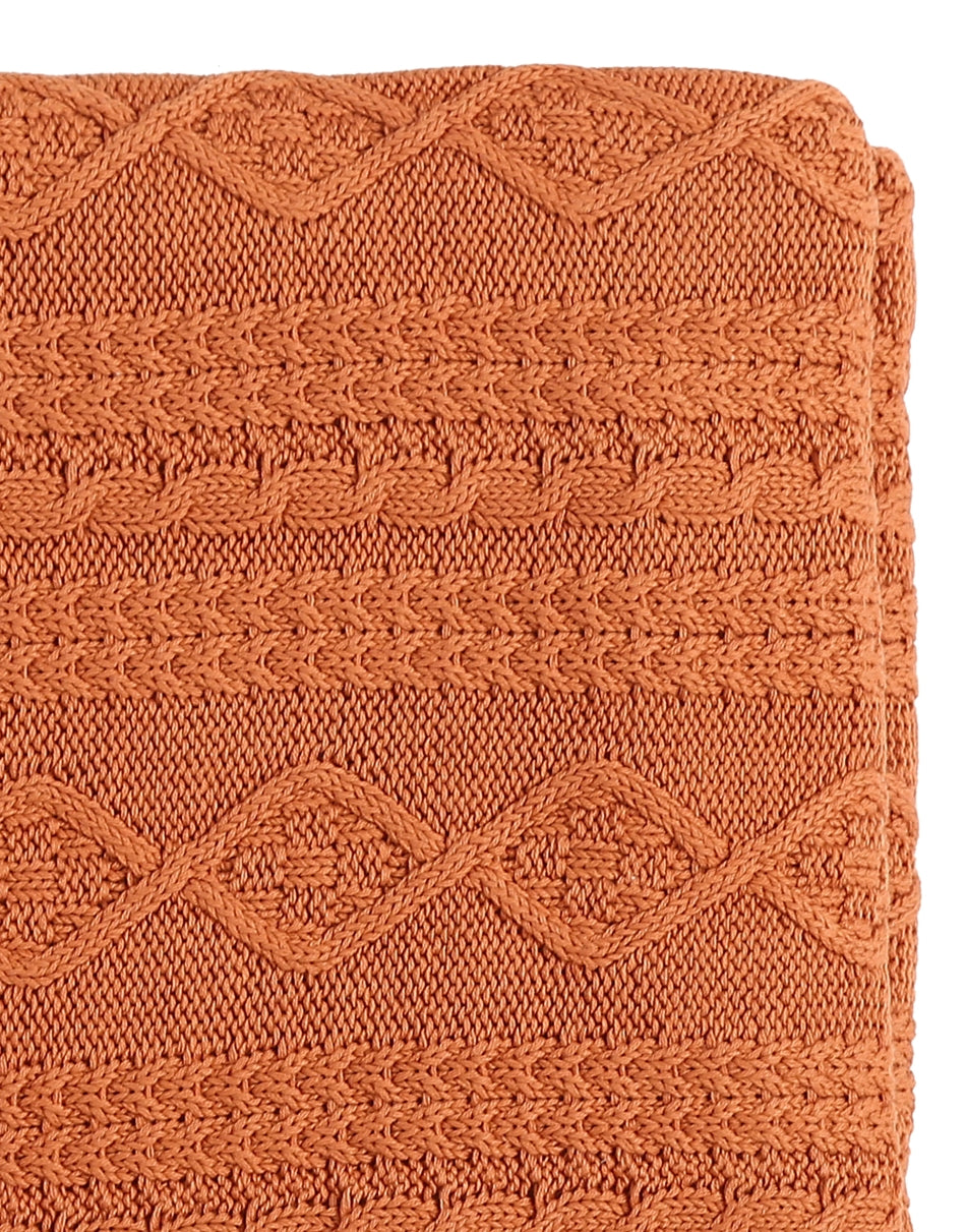 Rust Knitted Cotton Throw
