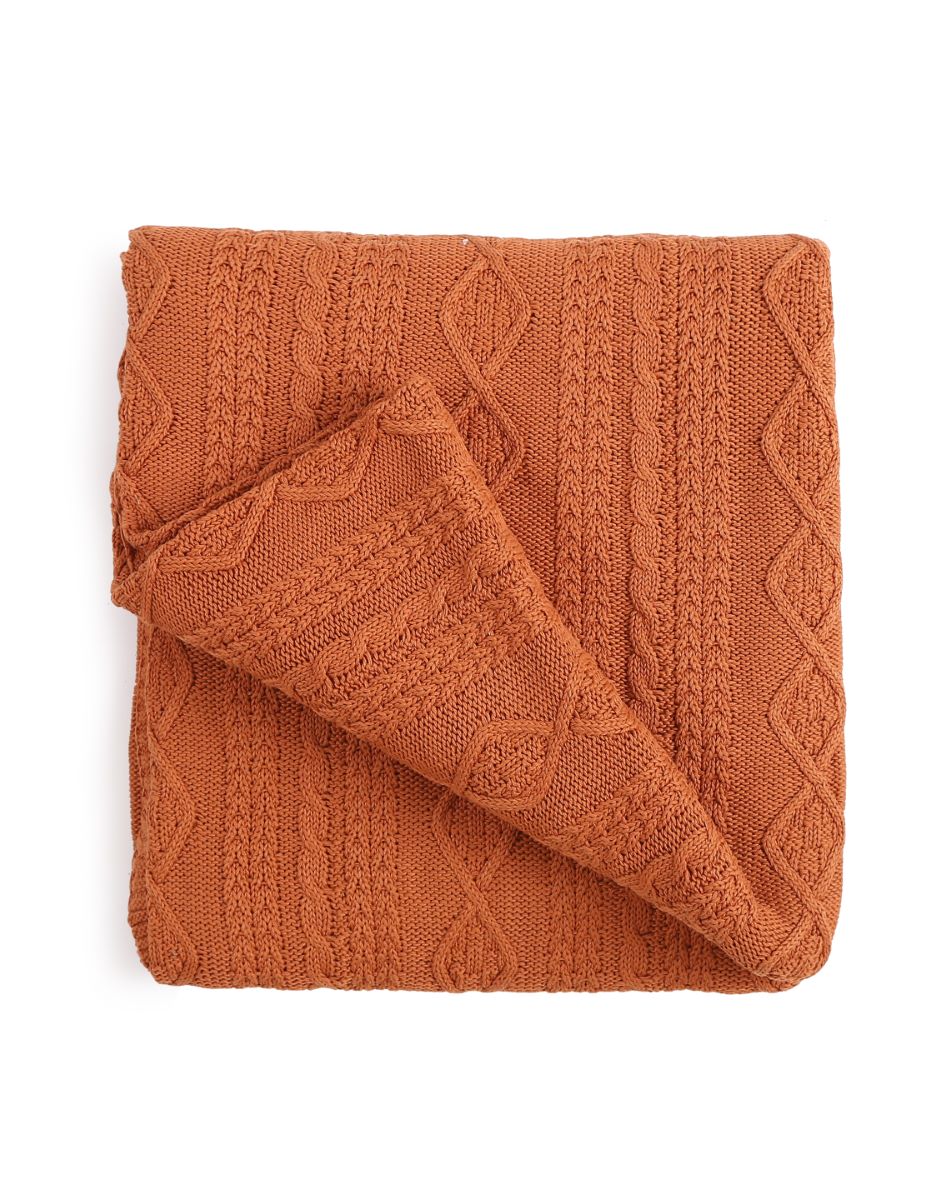 Rust Knitted Throw