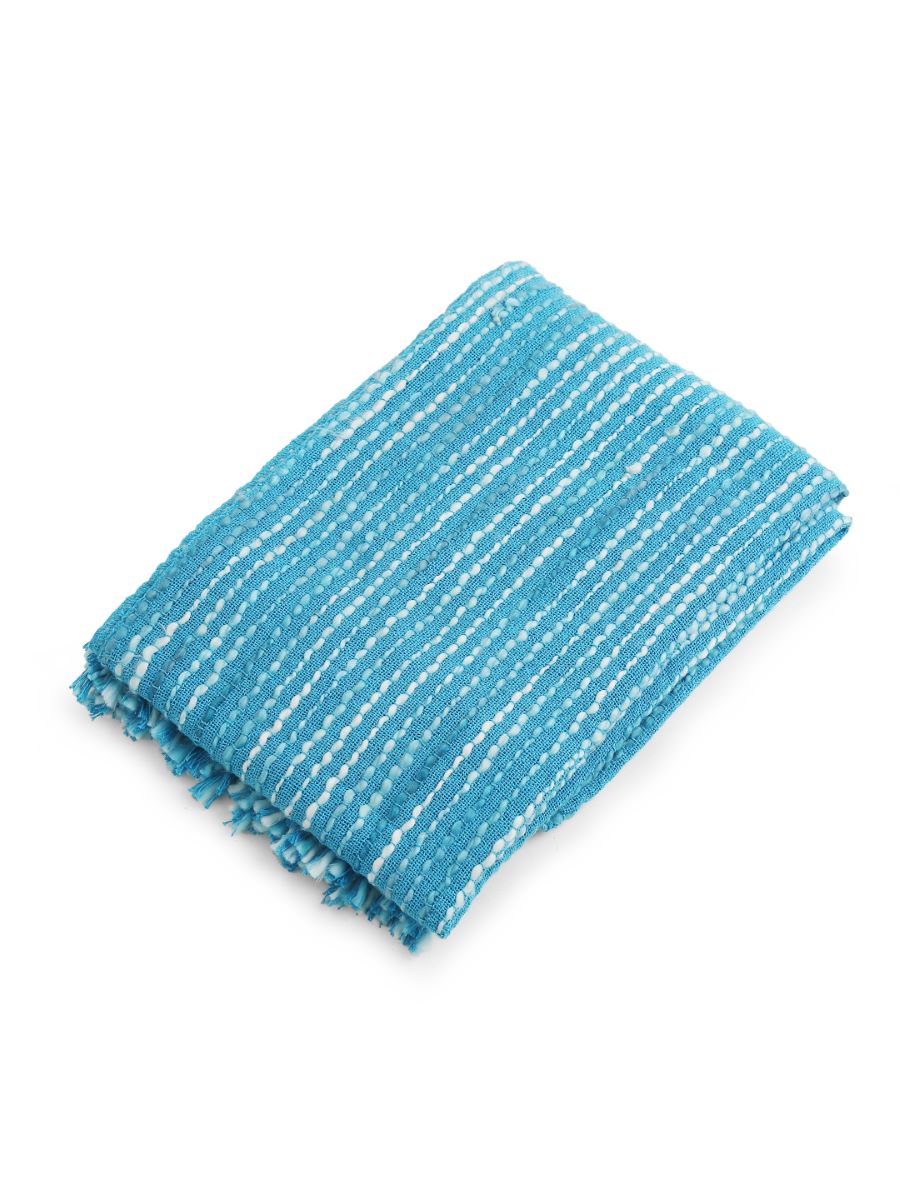 Soft Chunky Cotton Throw With Acrylic Wood Details