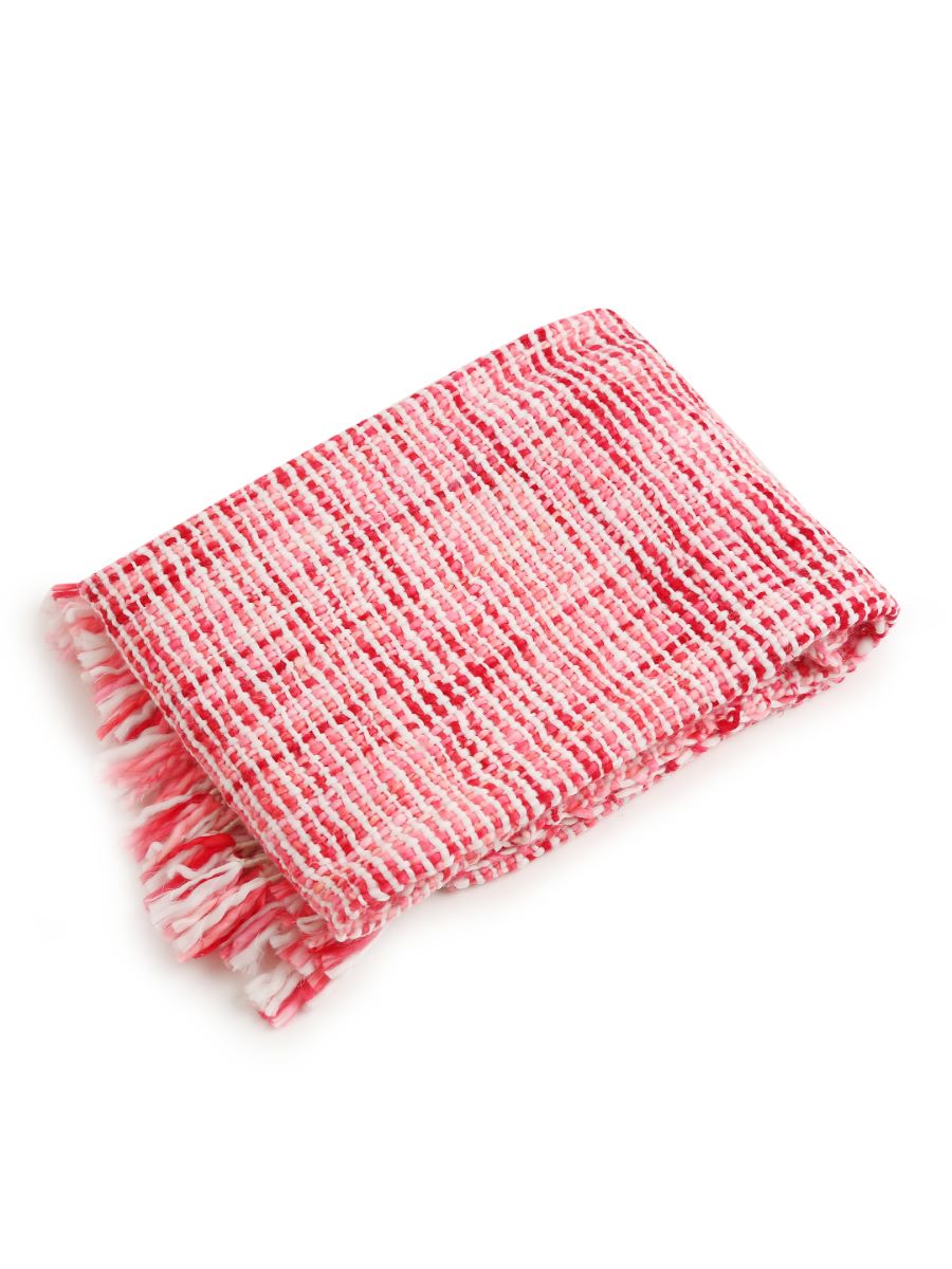Soft Chunky Cotton Throw With Acrylic Wood Details