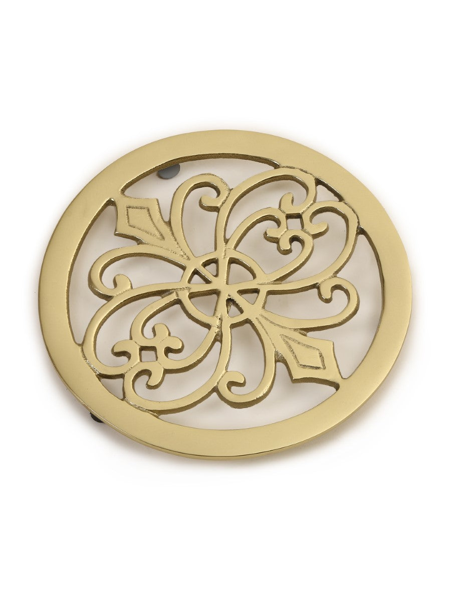 Matt Gold Flower Design Round Trivet