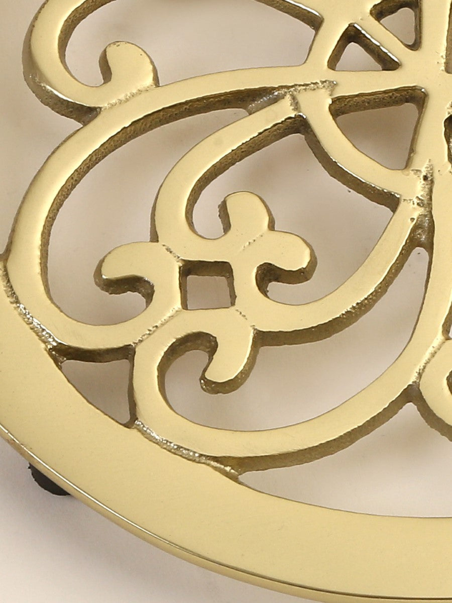 Matt Gold Flower Design Round Trivet