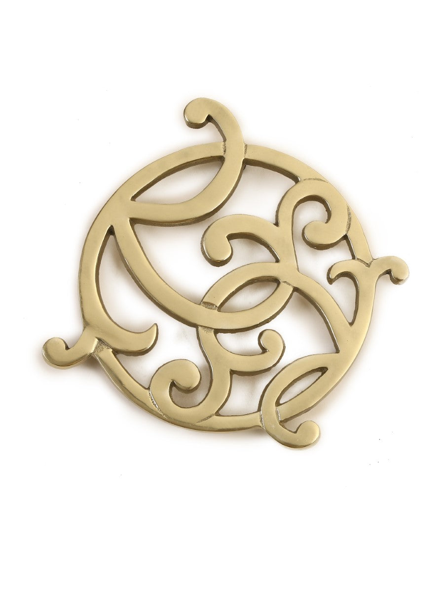 Matt Gold Flower Design Round Trivet